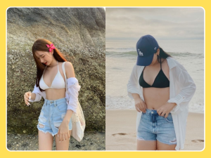Sơ mi oversize + bikini