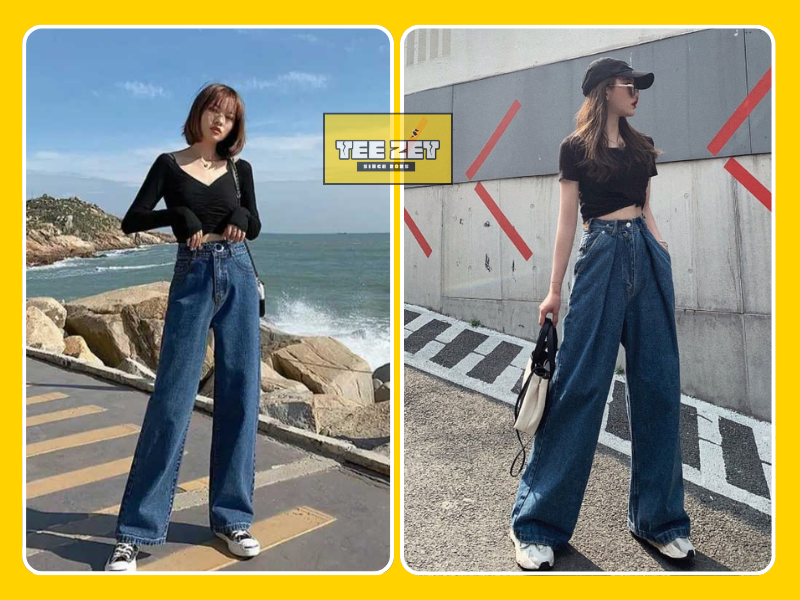 Phối quần ống rộng với croptop